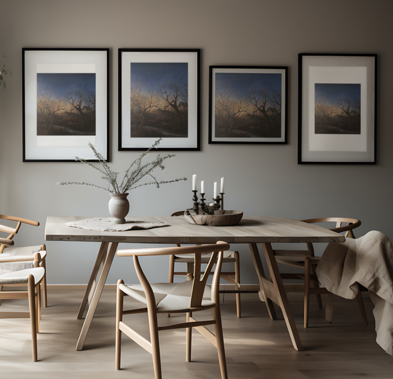 ai generated mockup of a living room featuring four art prints m33331