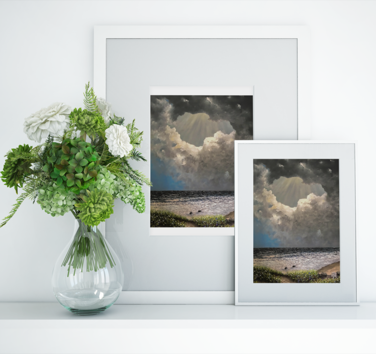 art print mockup featuring a flower vase 1974 el1 11
