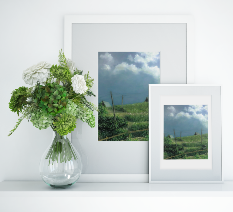 art print mockup featuring a flower vase 1974 el1 15 1