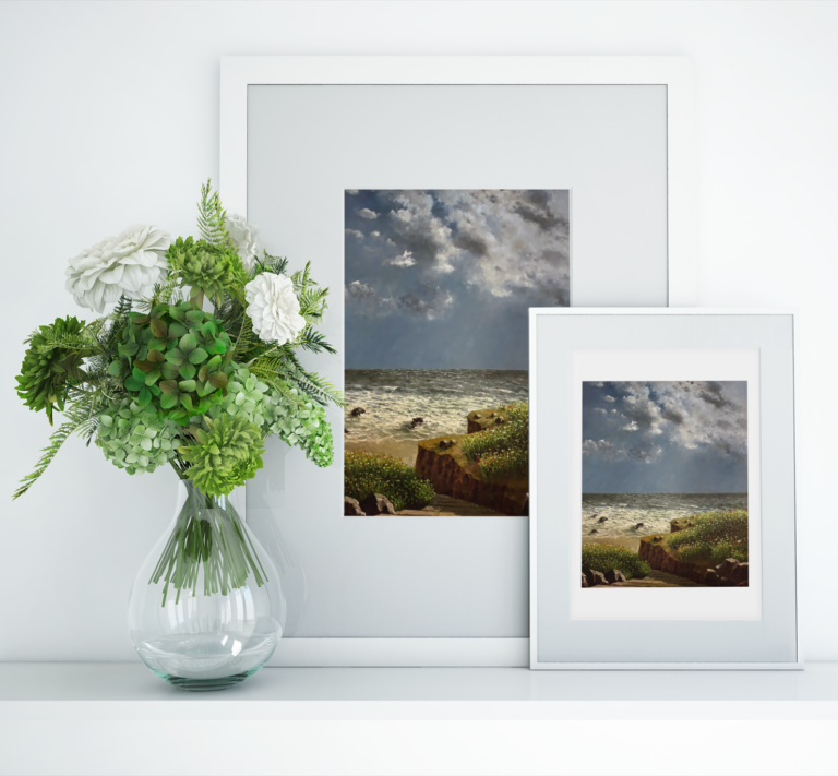 art print mockup featuring a flower vase 1974 el1 15