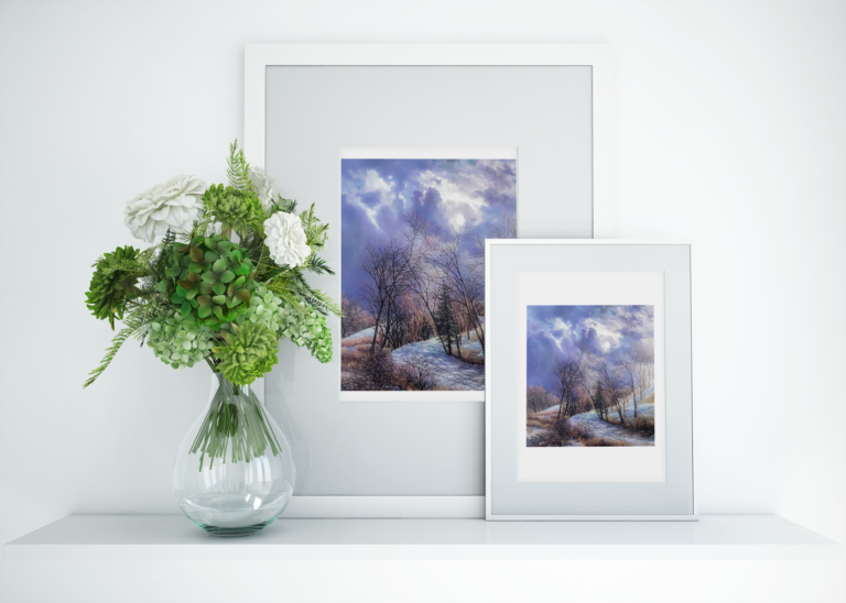 art print mockup featuring a flower vase 1974 el1 4