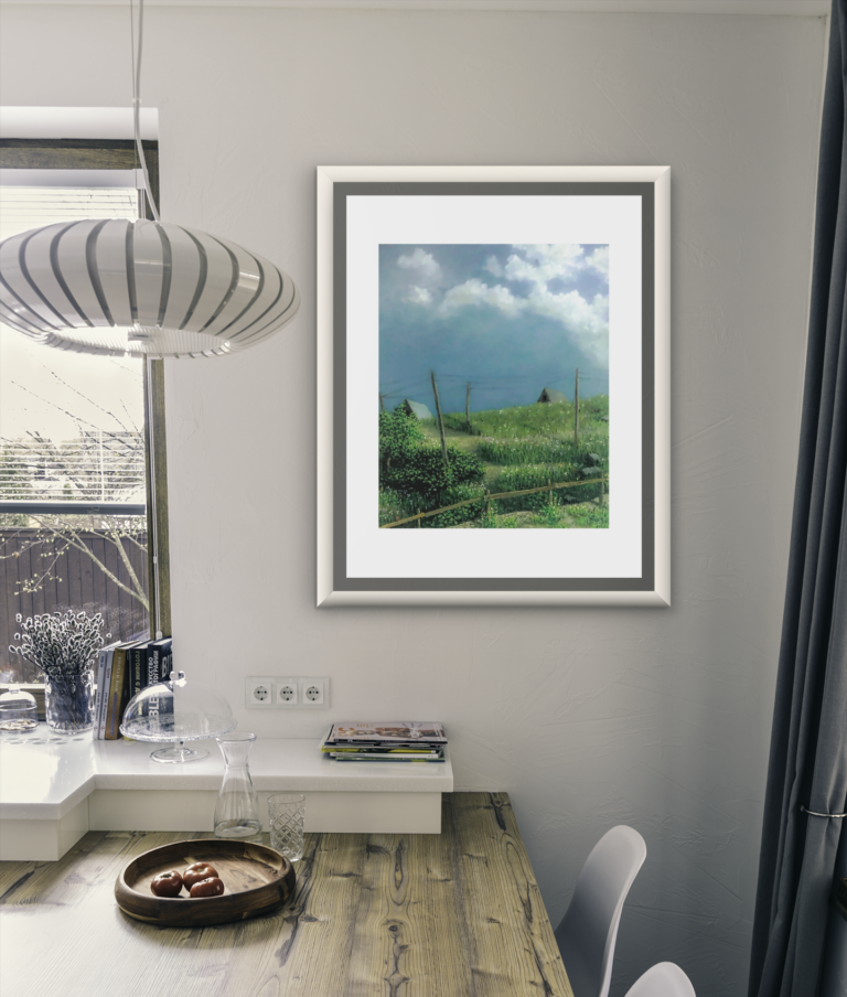 mockup of an art print frame placed in a modern dining room 3941 el1 11 1