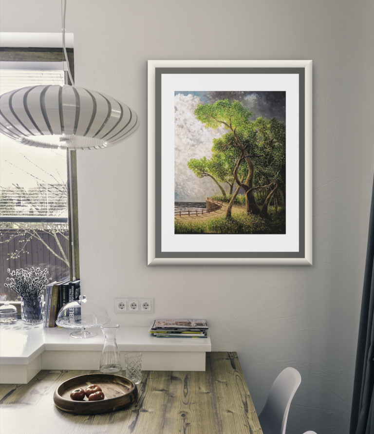 mockup of an art print frame placed in a modern dining room 3941 el1 11 2
