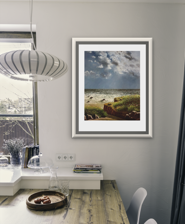 mockup of an art print frame placed in a modern dining room 3941 el1 11