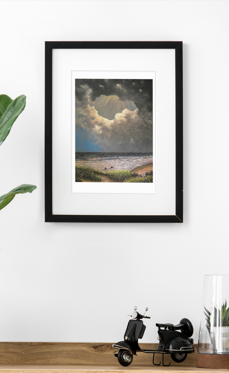 mockup of an art print hanging over a furniture 36159 r el2