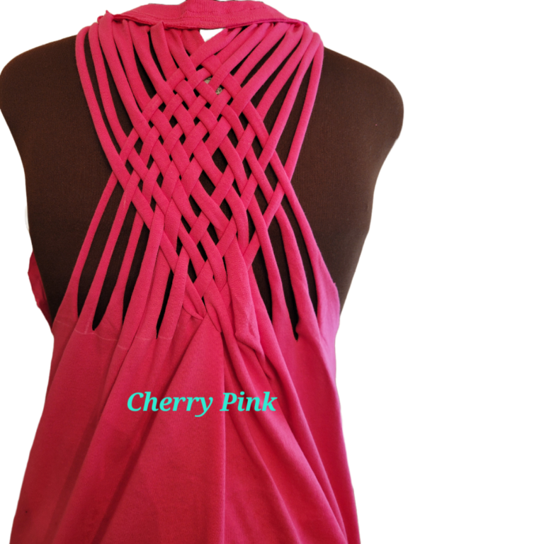 Cherry Pink Basket Weave Back View