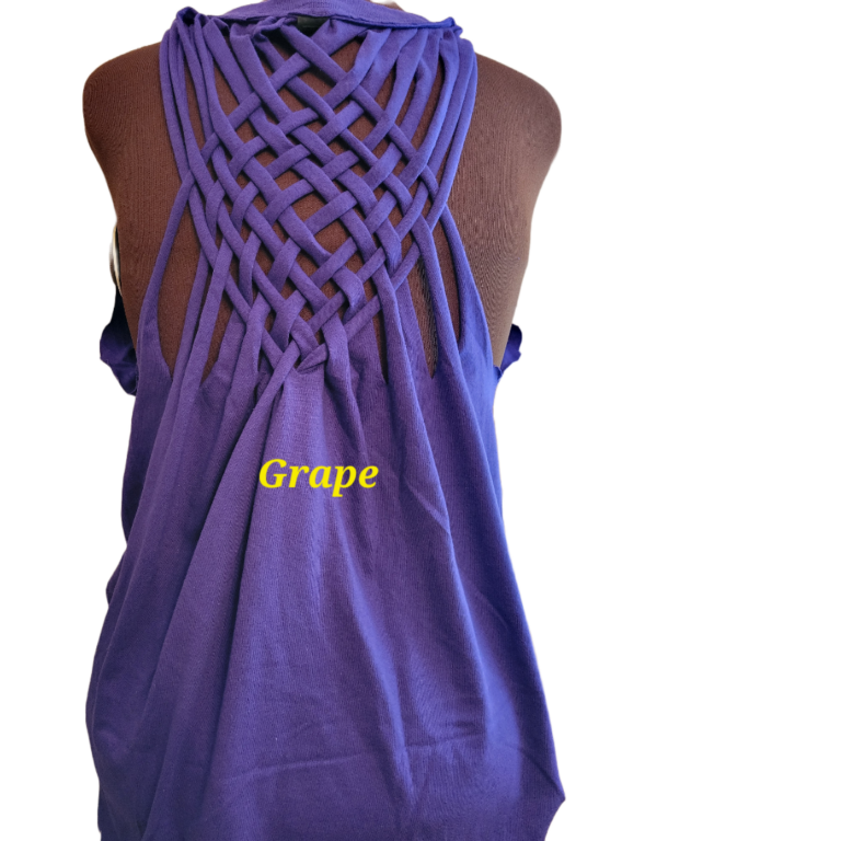 Grape Basket Weave Tee Back View No Background