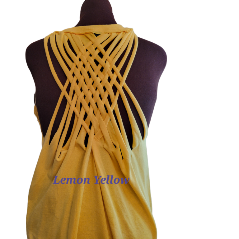 Lemon Basket Weave Tee Back View No Background