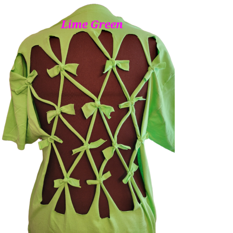 Lime Lattice Back Tee Back View No Background