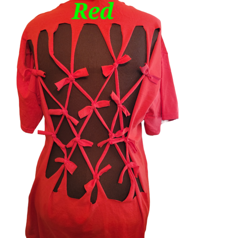 Red Lattice Back Tee back View No Background