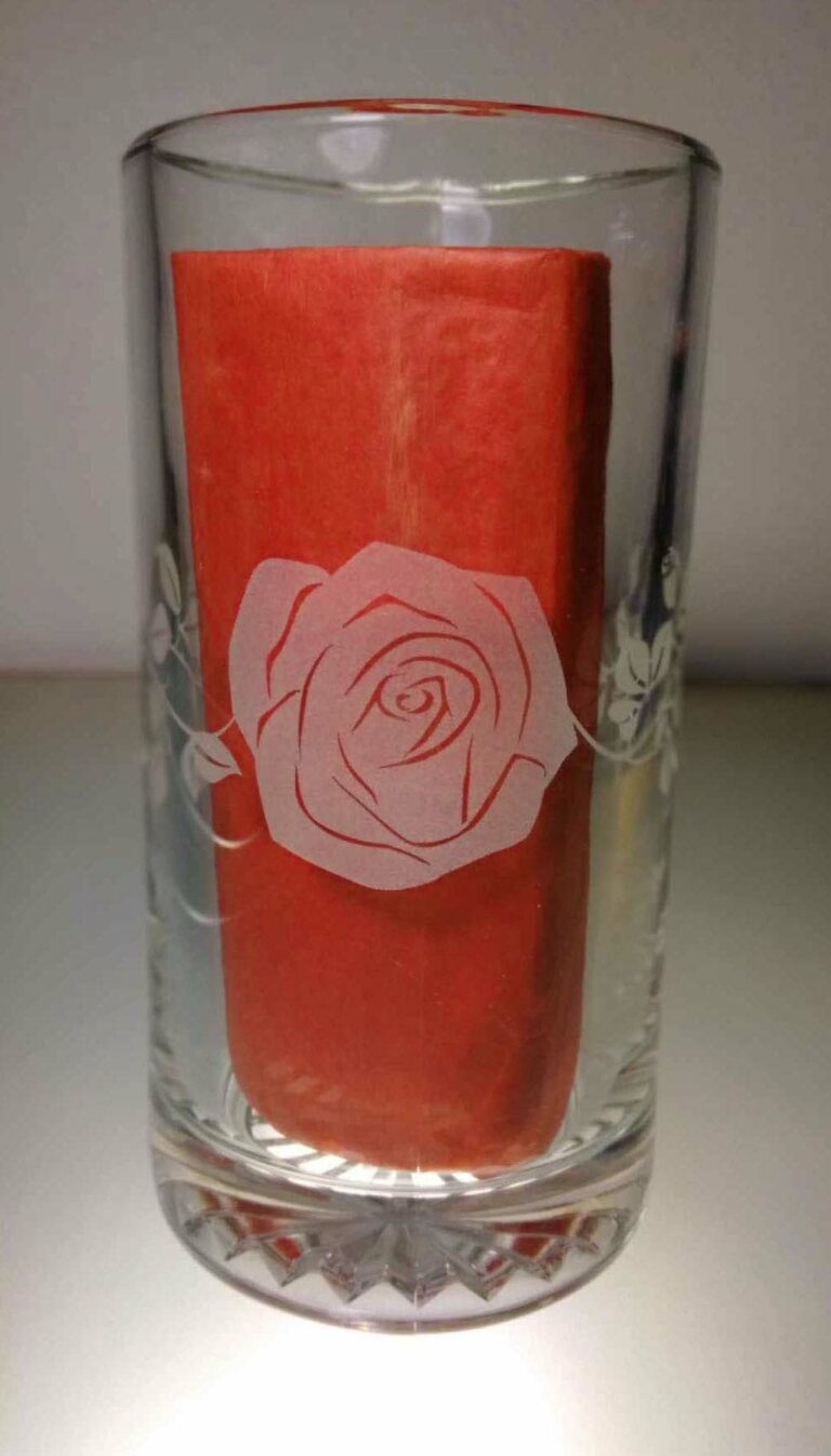 etched rose mug