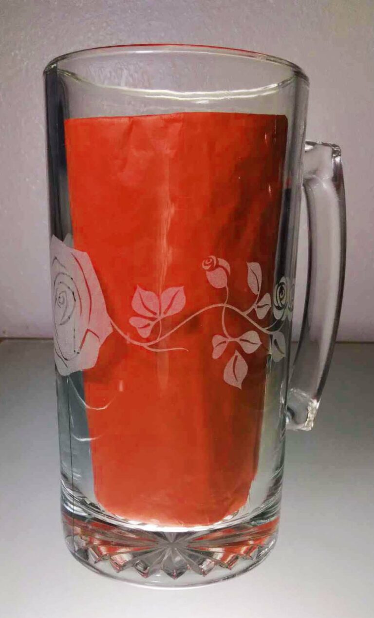 etched rose mug
