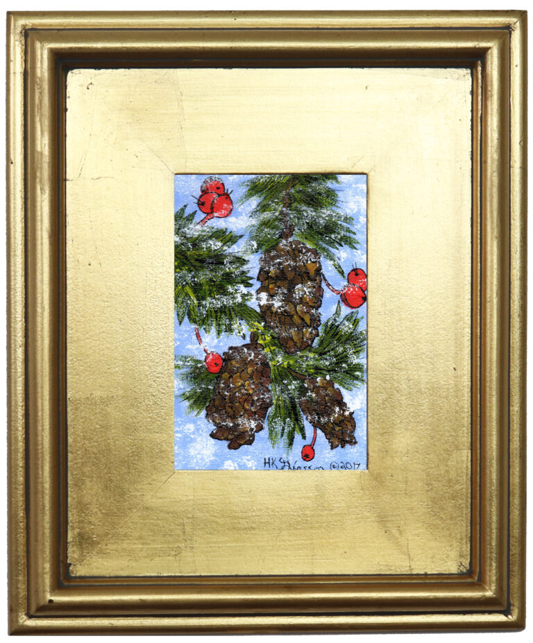 Snowflake Pine Cones 8 Acrylic Nature Art Painting