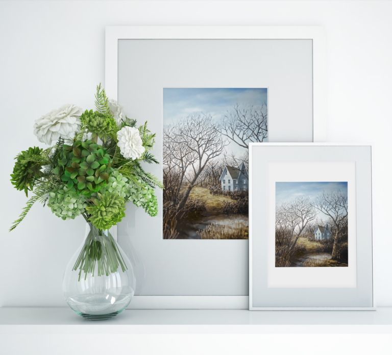art print mockup featuring a flower vase 1974 el1 15