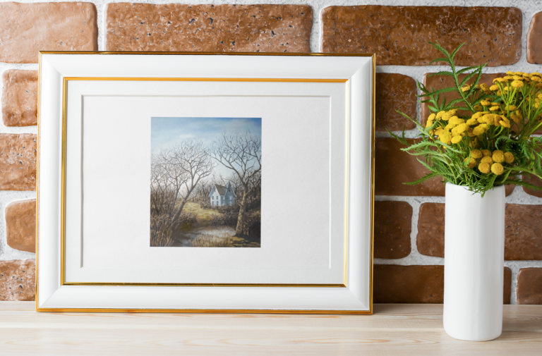 art print mockup featuring an elegant frame 36503 r el2