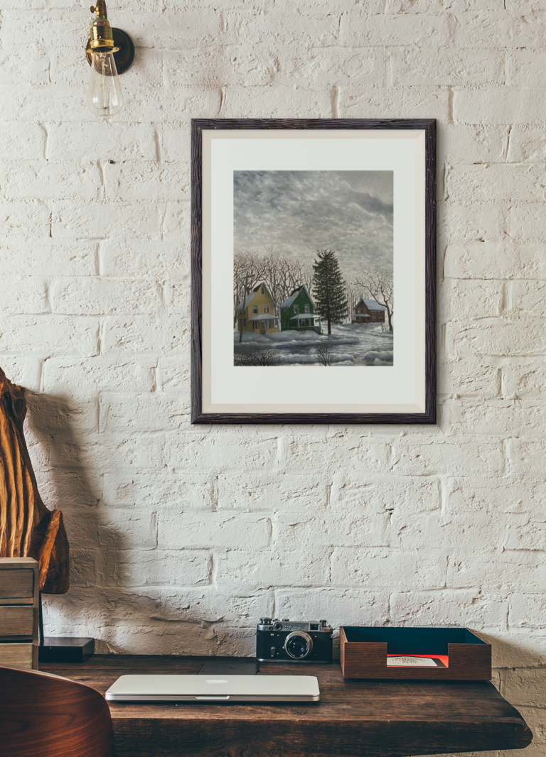 art print mockup featuring rustic furniture 3909 el1