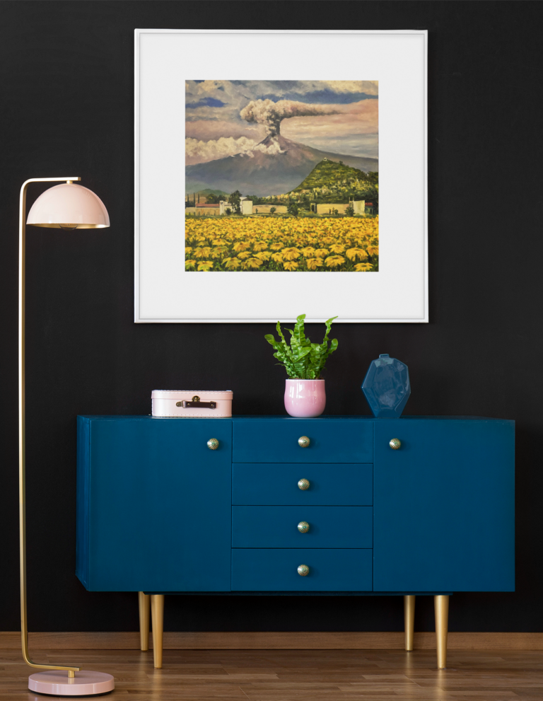mockup featuring a square art print hanging in a modern room 36148 r el24