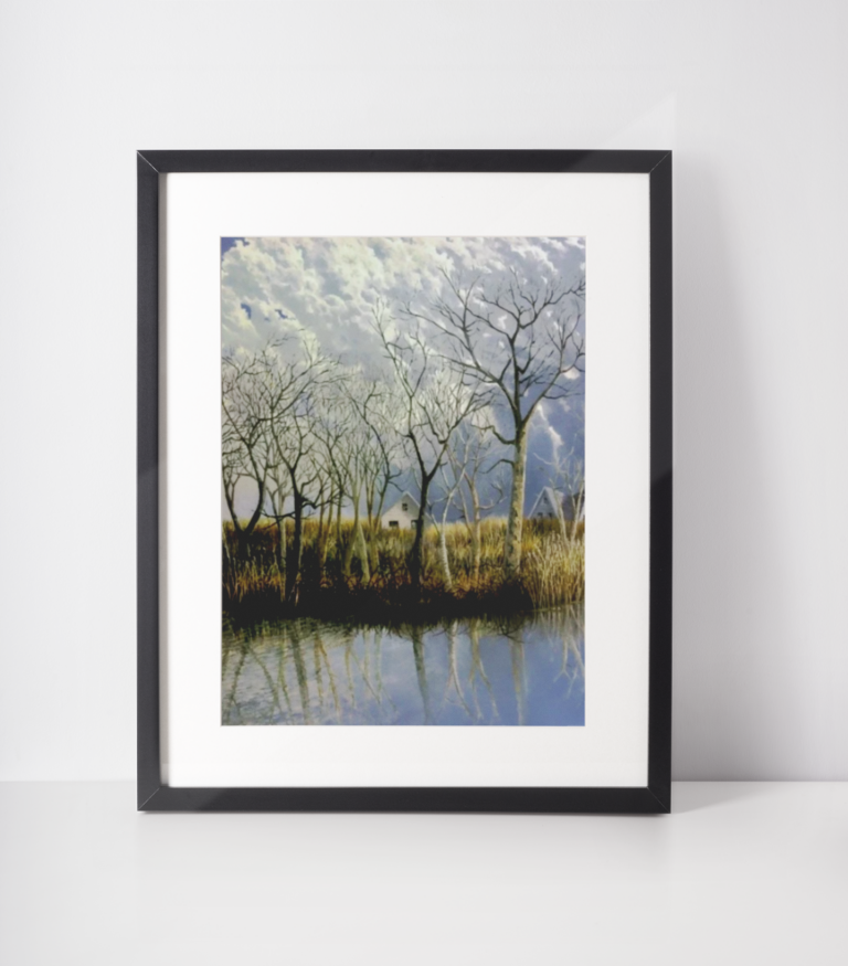 mockup of a photo frame standing on a white surface 605 el Reflections Of A River
