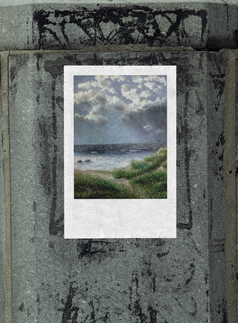 mockup of a poster placed on a wall with graffiti 4515 el1 2 rocks