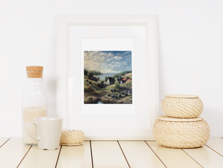 mockup of an art print featuring some home decoration items 3953 el1