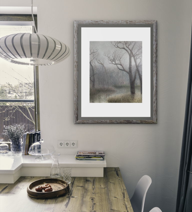 mockup of an art print frame placed in a modern dining room 3941 el1 13
