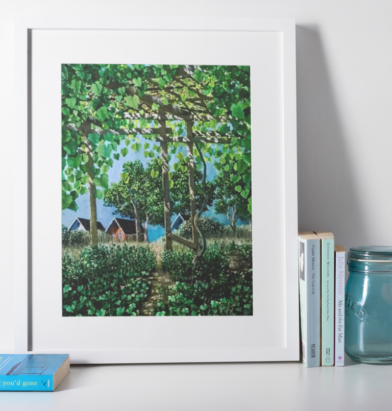 photo frame mockup featuring a blue glass jar and some books 602 el