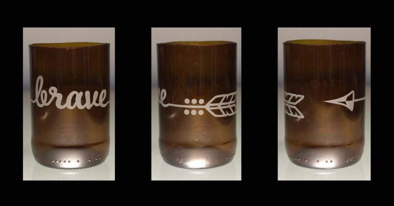 Amber bottle glass, brave arrow