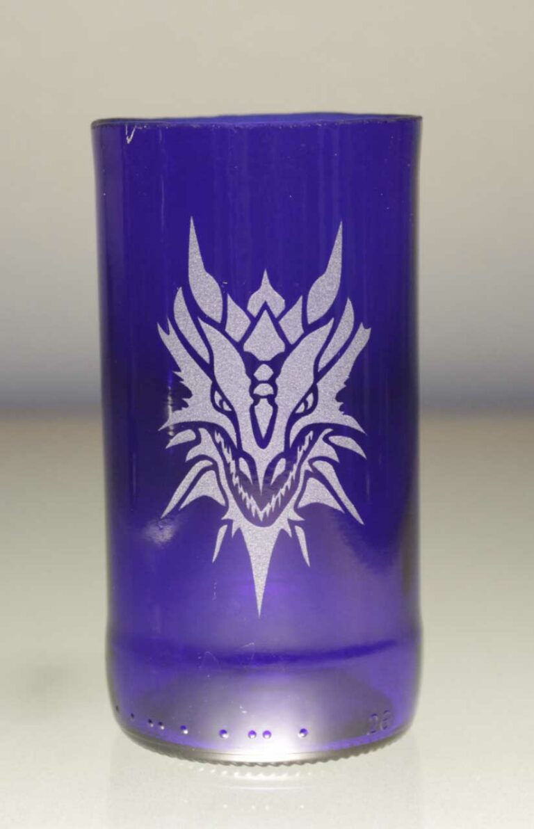 Blue beer glass dragon