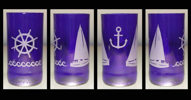 Blue beer glass ship