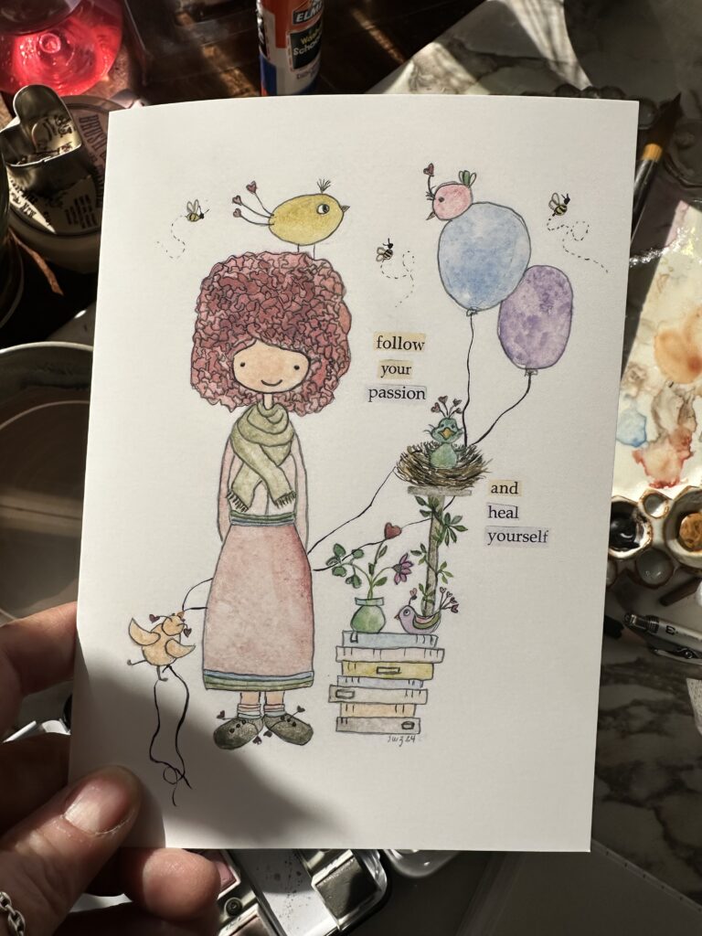Nellie held card