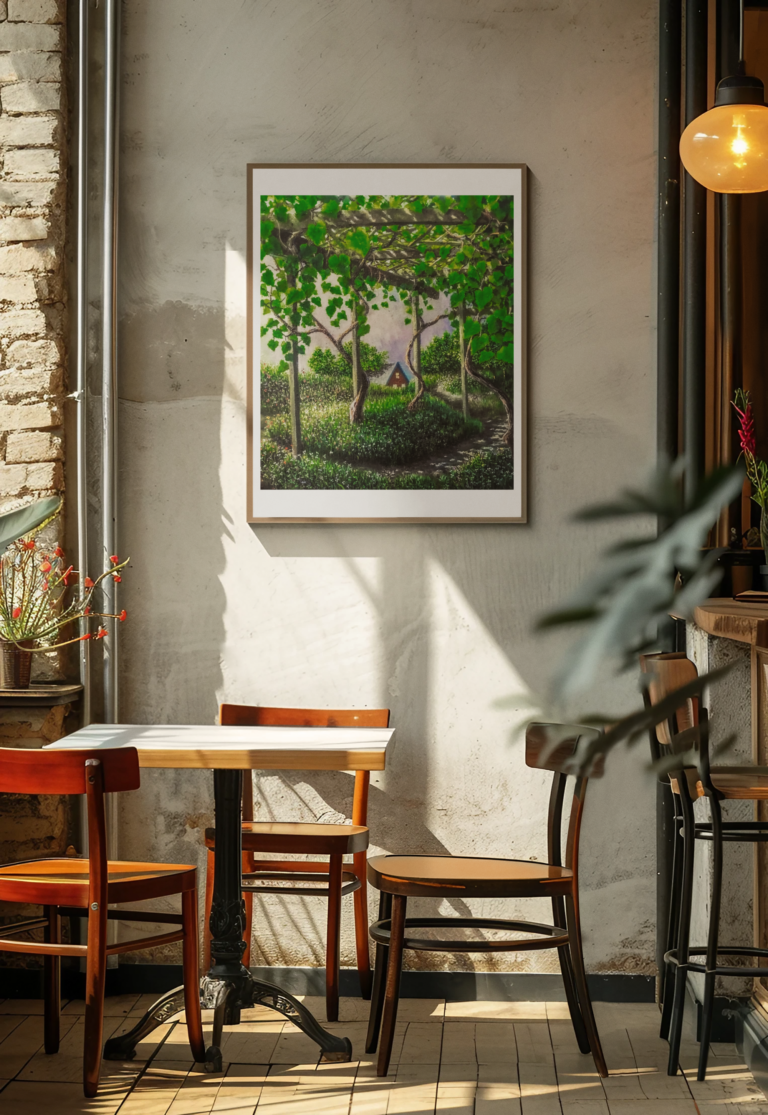 ai generated mockup featuring a vertical art print placed on a restaurant m38965 6