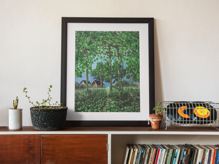 framed art print template with plants and decorations close by a14670