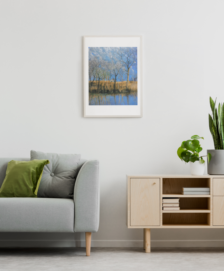 mockup of an art print hanging in a modern living room 36329 r el2