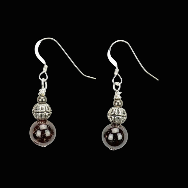 Garnet and Tibetan Silver bead earrings with Sterling Silver French wires.