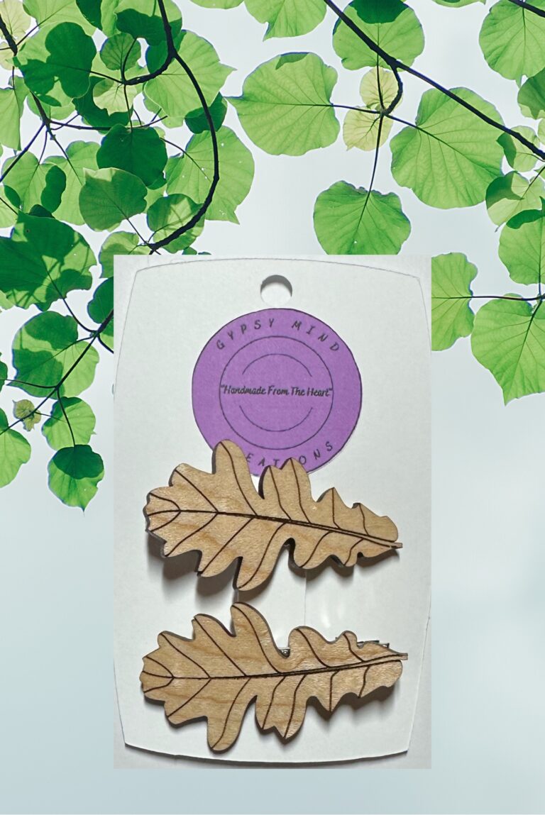 Leaf 2 Laser Cut Lightweight Wood Hair Barrettes Med Maple Hardwood 2 in