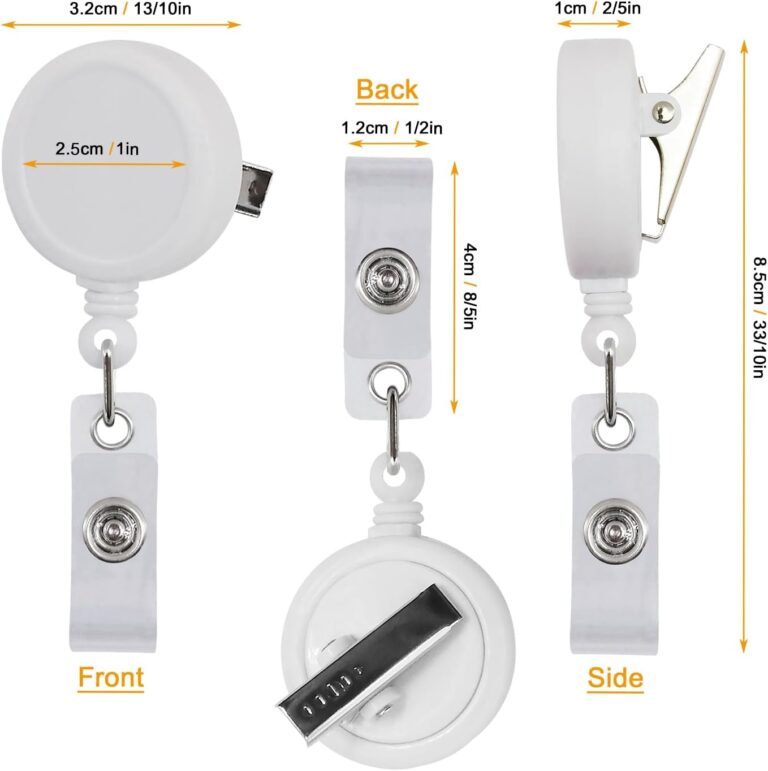White Badge Reel With Alligator Clip