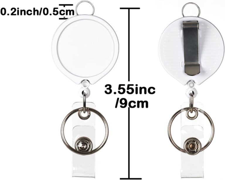White Badge Reel With Belt Clip