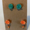 Orange dangle and teal druzy post earrings