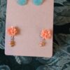 Orange dangle and teal druzy post earrings