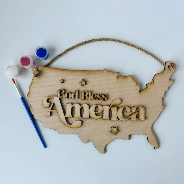 God Bless America DIY Wood Sign Craft Paint Kit 1 4 inch Thick Draftboard 10.5x6.5