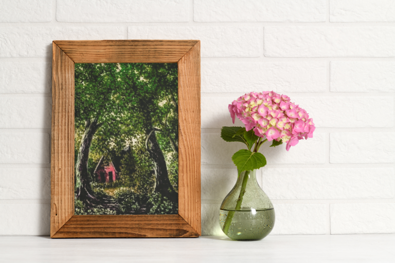 framed art print featuring a vase with flowers m3759 r el2