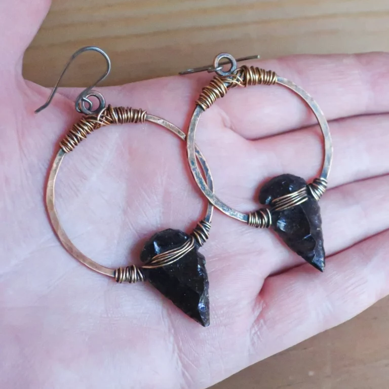 obsidian arrowhead hoop earrings bronze copperblackbird sageblackbird sage 335835