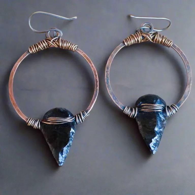 obsidian arrowhead hoop earrings bronze copperblackbird sageblackbird sage 658544