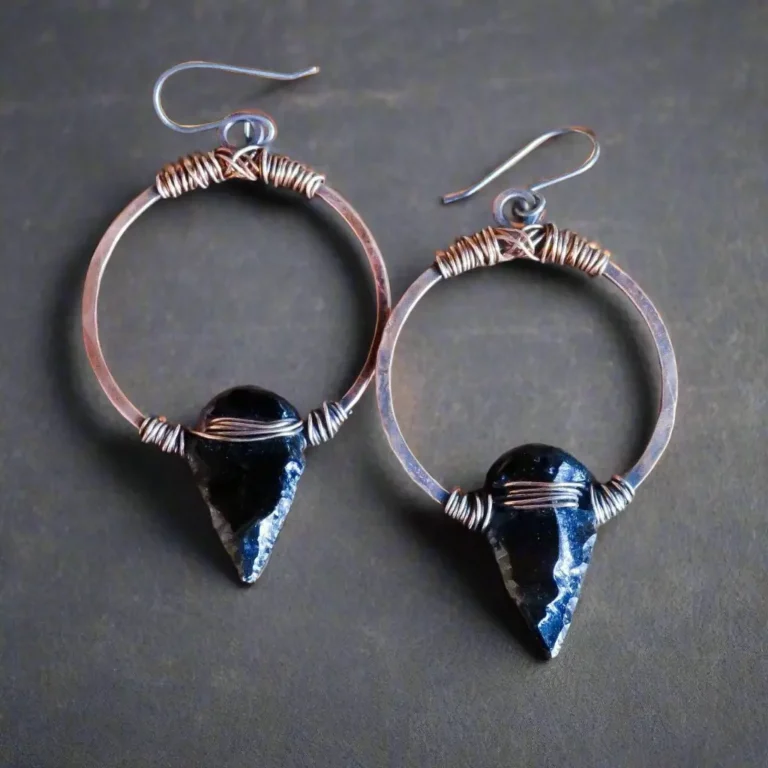 obsidian arrowhead hoop earrings bronze copperblackbird sageblackbird sage 7264011