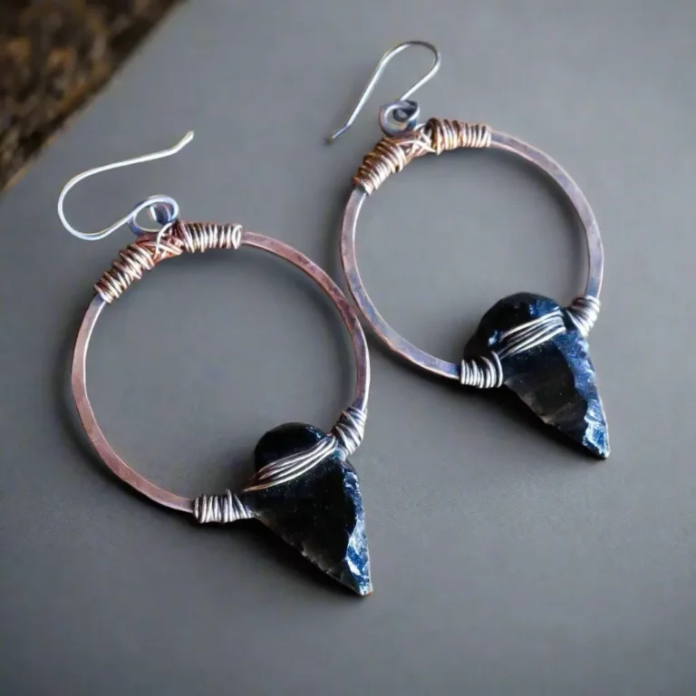 obsidian arrowhead hoop earrings bronze copperblackbird sageblackbird sage 731418