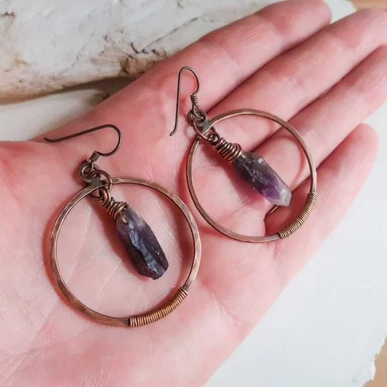 raw amethyst hoop earrings copper bronzeblackbird sageblackbird sage 188472