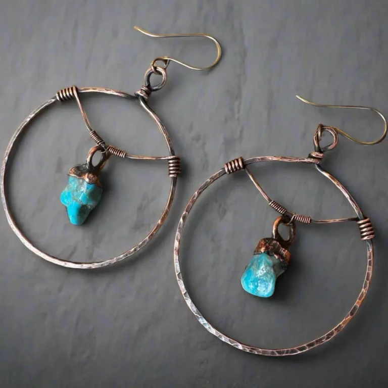 raw turquoise hoop earrings copper blackbird sage blackbird sage 182250