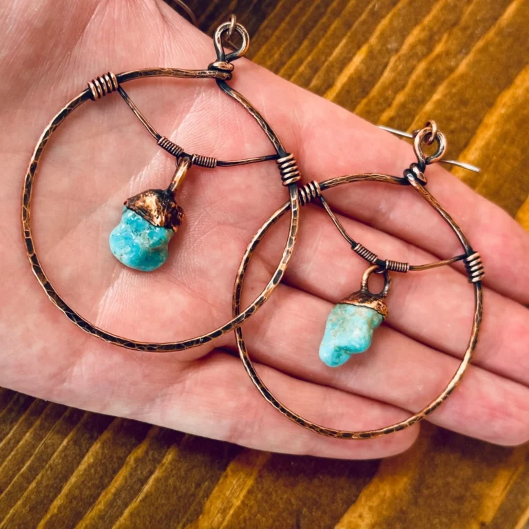 raw turquoise hoop earrings copper blackbird sage blackbird sage 264265