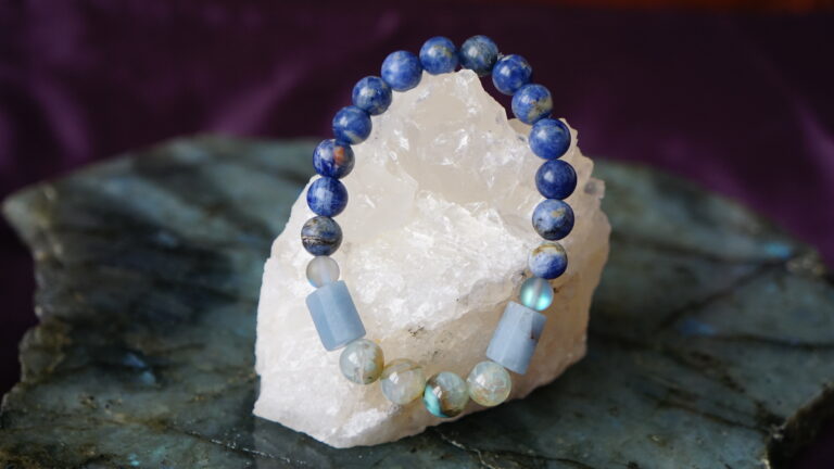 Beaded bracelet made of blue sodalite