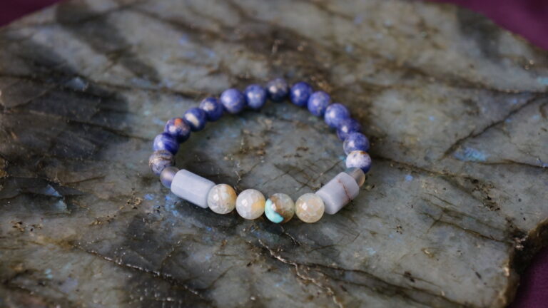 Beaded bracelet made of blue sodalite
